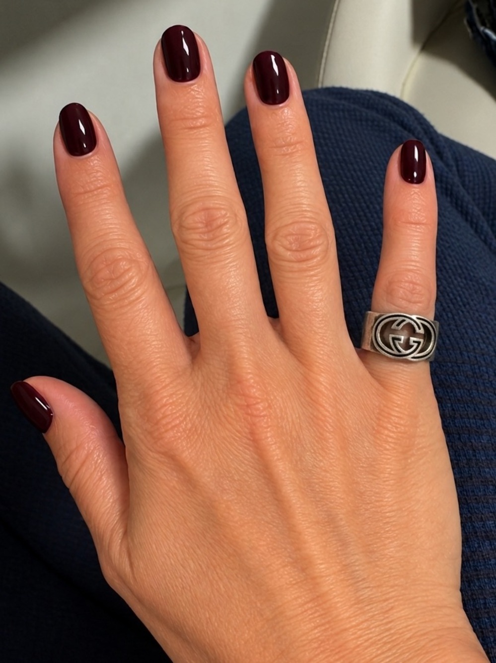 GUCCI Interlocking G Wide Silver Ring